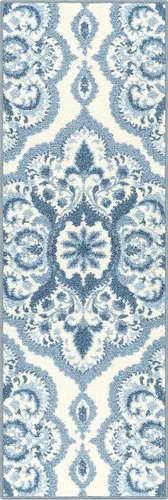 Miniatura 47 de Maples Rugs - Alfombra antideslizante Vivian, para pasillo o entrada, patrón de medallones [fabricada en Estados Unidos], 2 x 6 pies, color gris