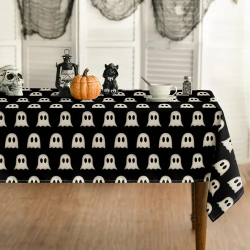 Miniatura 8 de Horaldaily Mantel rectangular de Halloween de 60 x 120 pulgadas, lindo fantasma rosa, lavable, para decoración de fiestas, pícnic, cenas