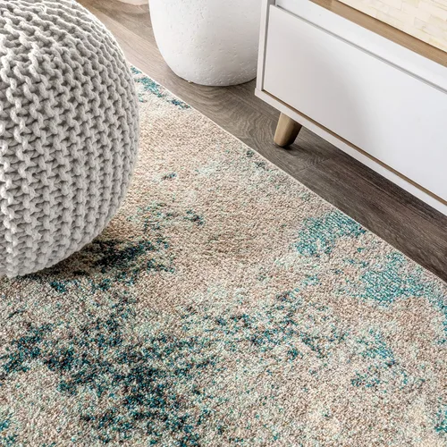 Miniatura 8 de JONATHAN Y CTP103A-3 Alfombra contemporánea POP moderna abstracta vintage desvanecida para interiores, estilo bohemio, fácil de limpiar, alto Azul
