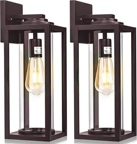 Miniatura 13 de FILIYANO Luces de Pared Grandes para Exteriores de 16 Pulgadas - Paquete de 2 Luminarias Exteriores Modernas Negras con Pantalla de Vidrio