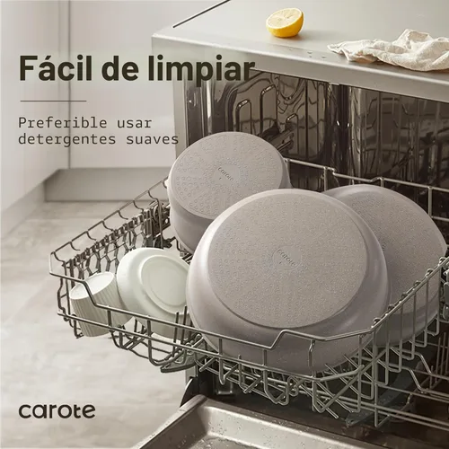 Miniatura 6 de CAROTE Juego de 19 piezas de ollas y sartenes antiadherentes, juego de utensilios de cocina con mango desmontable, juegos de cocina de inducción