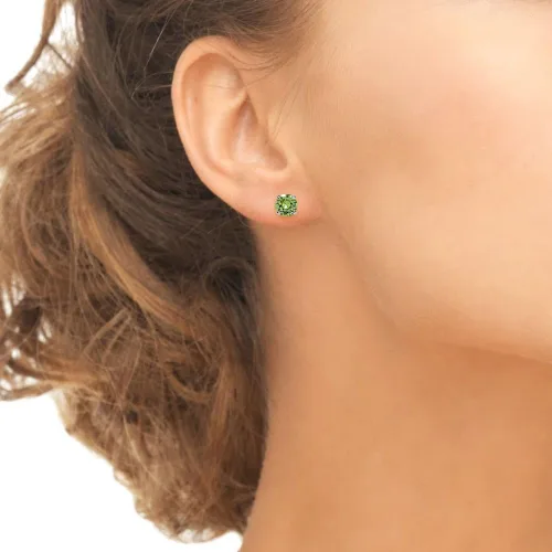 Miniatura 3 de Sterling Silver 6mm Round-cut Prong-set Stud European Crystal Earrings for Women Girls
