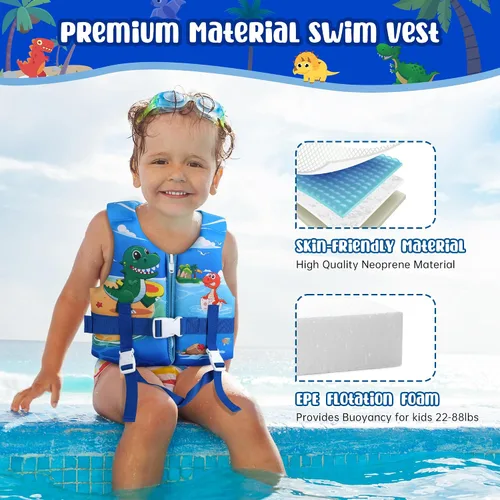 Miniatura 5 de Chaleco de natación para niños, flotadores para niños pequeños con correa de seguridad ajustable, ayudas de natación, flotador infantil, traje