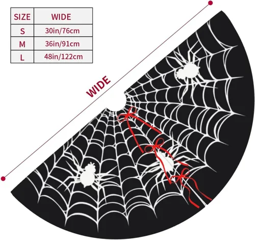 Miniatura 4 de Telaraña Negra de Halloween Aterradora Divertida 30 36 48 Pulgadas Falda de Árbol de Navidad Alfombra Tapete Divertido Suministros de Decoración