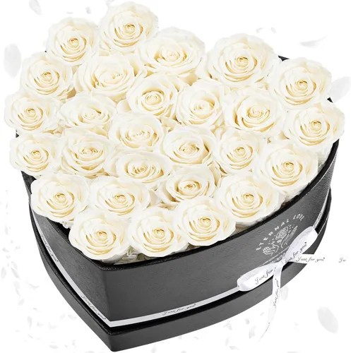 Miniatura 17 de Impouo 16 rosas preservadas en una caja con forma de corazón, flores preservadas, regalos para mujeres, día de la madre, día de San Valentín o día