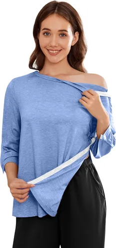 Miniatura 12 de Camisetas Deyeek para Mujeres Después de Cirugía de Hombro Desmontables Mangas 3/4 Tops para Después de Cirugía de Manguito Rotador Ropa Adaptativa
