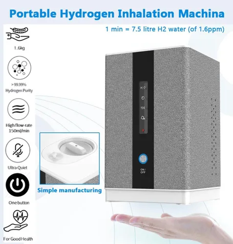 Miniatura 3 de Máquina de Inhalación de Agua de Hidrógeno AquaGreen, Inhalador de H2 de Alta Pureza del 99.99% con 5 Cánulas Nasales, Generador de Agua Rica