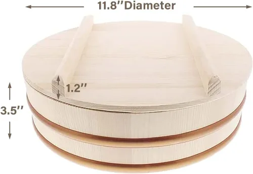 Miniatura 2 de TIKUSAN Hangiri - Tina de mezcla de arroz Hangiri de madera, banda de PP con tapa, hecha en Japón, hecha de abeto Momi, sushi, arroz, sushi oke