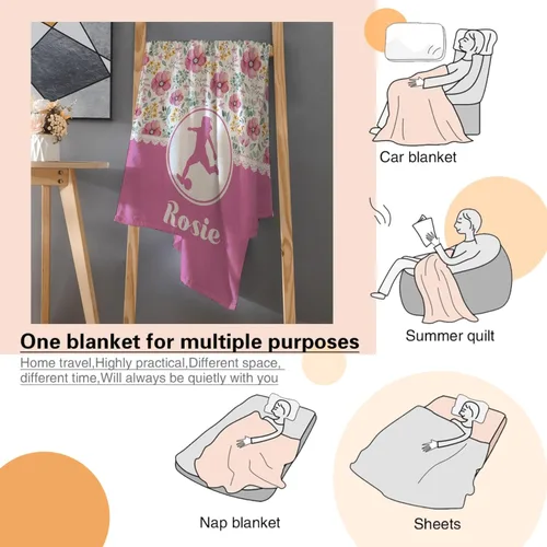 Miniatura 52 de Manta de fútbol para niñas, regalos de fútbol para niñas y niños, manta de franela de forro polar suave y cálida para niñas, regalos de fútbol