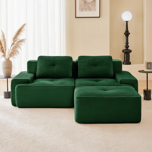 Miniatura 81 de Sofás modulares sin hueso de 152.8 pulgadas para sala de estar, sofá modular con diván en forma de L, cómodo asiento profundo tapizado de tela