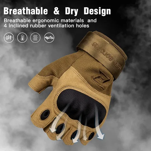 Miniatura 4 de FREE SOLDIER Outdoor Gloves for Men, Fingerless Motorcycle Gloves for Cycling Hiking Camping Climbing, Airsoft Gloves for Paintball