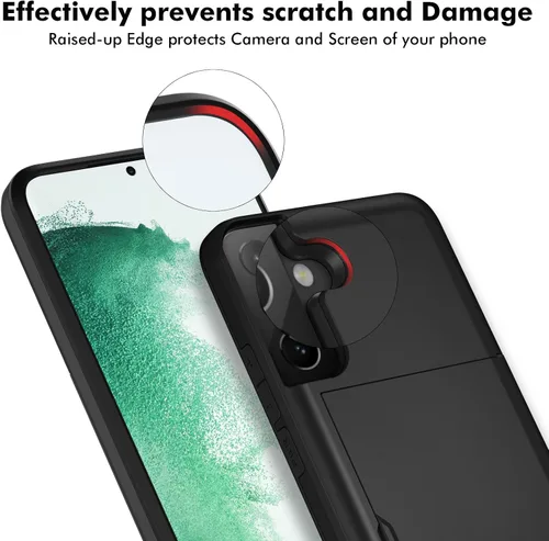 Miniatura 3 de Jiunai Funda para Samsung S22 con tarjetero para 2 tarjetas de identificación de licencia, acceso de crédito, tarjetero deslizante, cubierta