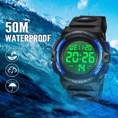 Miniatura 7 de Reloj analógico para niños, reloj para niños de 6 a 15 años, reloj digital para deportes al aire libre, multifuncional con cronógrafo LED 50 M