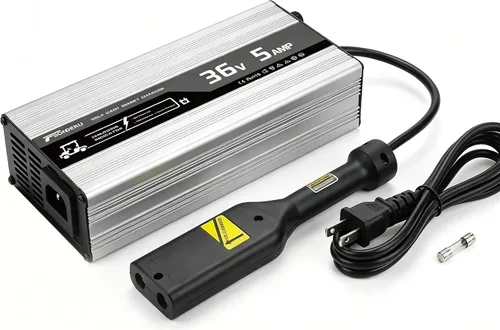 Cargador de batería de carrito de golf de 36V 5A para EZGO TXT, cargador inteligente durante la noche con apagado automático, cargador compacto de