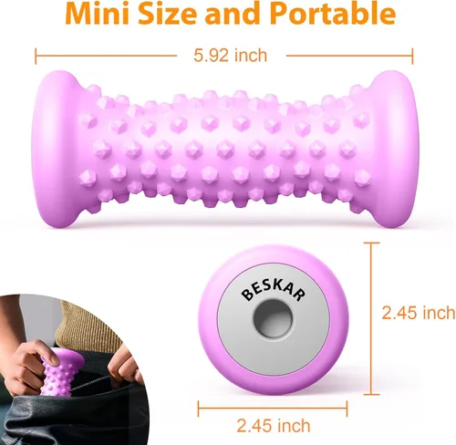 Miniatura 4 de BESKAR Rodillo de masaje para pies para alivio de la fascitis plantar, rodillo portátil para pies para masaje profundo de tejido muscular, dolor