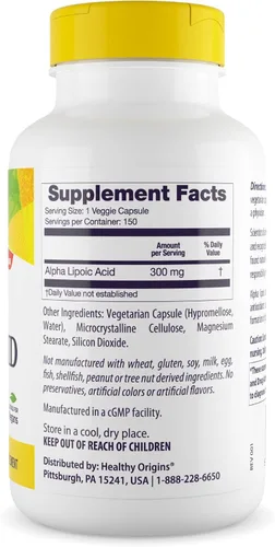 Miniatura 3 de Healthy Origins Multi vitaminas de ácido alfa lipoico, 300 mg, 150