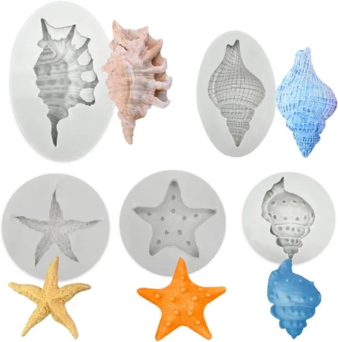Miniatura 8 de Molde de silicona de concha de mar, 5 unidades, molde de silicona para conchas de mar, moldes para hornear para decoración de tartas de chocolate