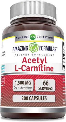 Miniatura 9 de Amazing Formulas Acetil L-Carnitina Suplemento de 1500 por porción, cápsulas vegetarianas, sin OMG, sin gluten, fabricado en Estados Unidos