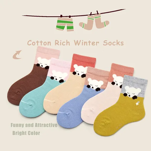 Miniatura 27 de Aisyee Calcetines de algodón para niños, calcetines sin costuras para niños, calcetines coloridos de cuarto de punto, paquete de 6