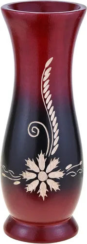 Aeravida Encantador juego de jarrón de madera de árbol de mango rojo y negro tallado a mano, decoración moderna para el hogar, cocina, dormitorio,