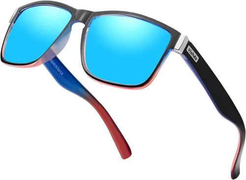 Gafas de sol deportivas polarizadas para hombre Ciclismo Correr Pesca Golf Moda Gafas de sol Mujeres HD6009 C11 Azul Naranja Montura Azul Espejo