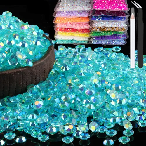 Miniatura 42 de 15000 diamantes de imitación de resina de 0.079 pulgadas a granel, diamantes de imitación de gelatina redondos negros con parte trasera plana, gemas