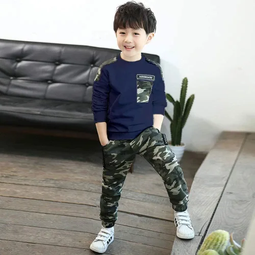 Miniatura 4 de lontakids Conjunto de 2 piezas para niños de manga larga pantalones de camuflaje