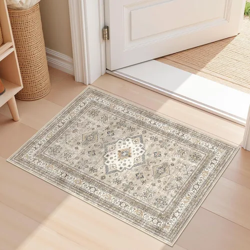 Alfombra de sala de estar vintage 2 x 3 pies - Alfombra grande suave lavable oriental tradicional envejecida estilo granja para dormitorio -