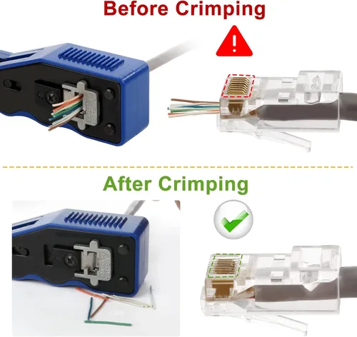 Miniatura 4 de Kit de herramientas de crimpado RJ45 para conectores modulares Cat5e Cat6 Cat6a 8P8C, herramienta de crimpado Ethernet todo en uno y probador