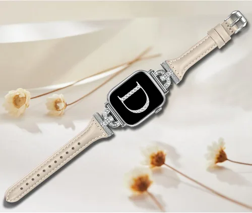 Miniatura 4 de Bandas delgadas de cuero compatibles con Apple Watch para mujeres de 40 mm, 41 mm, 38 mm, 44 mm, 45 mm, 49 mm, 42 mm, 46 mm, con forma de D