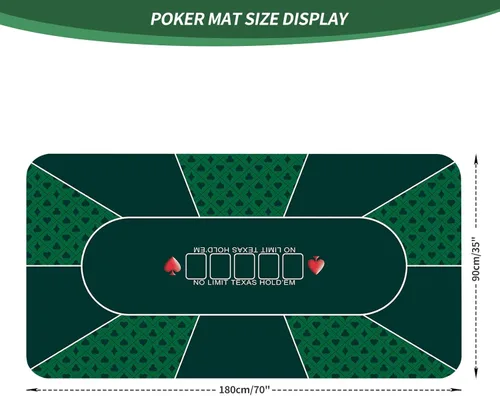 Miniatura 2 de nuveti Tapete de póquer Texas Hold'em de 70 x 35 pulgadas, portátil, de goma, impermeable, con reducción de ruido, para cualquier juego de mesa