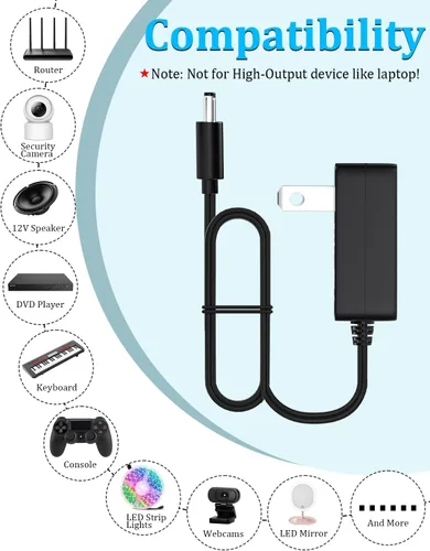 Miniatura 5 de SoulBay Reemplazo del cargador del adaptador de CA de 12V 1A con 8 puntas, cable de fuente de alimentación regulado para tira de luz LED, cámara