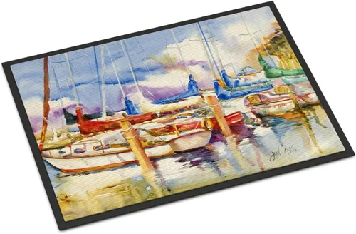 Miniatura 123 de Caroline's Treasures JMK1017JMAT - Tapete de caza de rana garza azul, 24 x 36 pulgadas, tapete para puerta delantera, interior y exterior