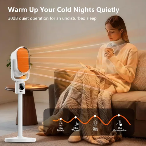 Miniatura 5 de Calentador de espacio para interiores cinbasr Calentadores eléctricos portátiles de bajo consumo con termostato y control remoto, oscilación de 70°