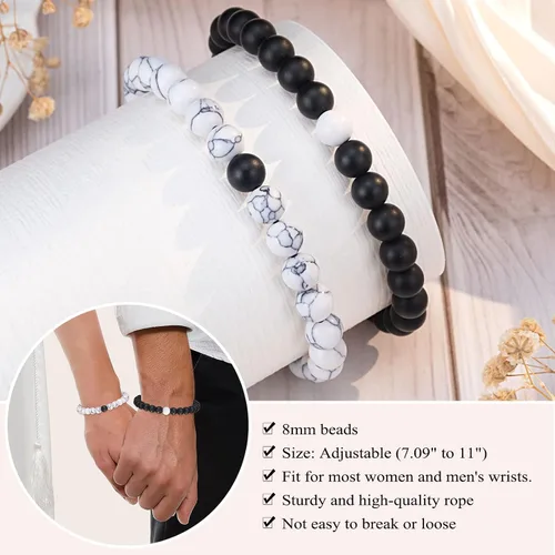 Miniatura 3 de UNGENT THEM Juego de pulseras ajustables a juego para parejas, regalos para novio, novia, pareja, marido, esposa, prometido, alma gemela, hombres