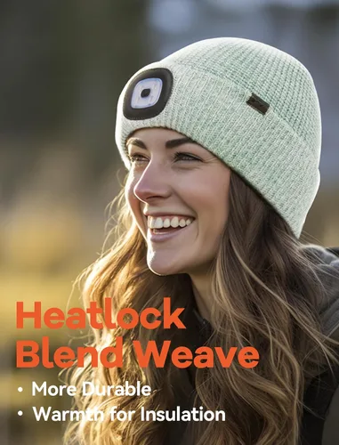 Miniatura 3 de Beanie Hat with Light, Merino Wool Winter Hat LED Knit Beanie Hat USB Rechargeable Night Scope Gift for Men Women