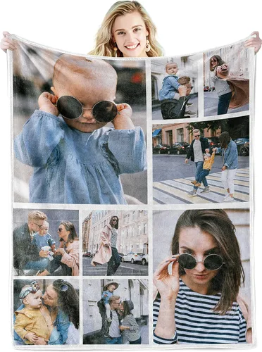 Miniatura 18 de Youltar Regalos personalizados para el día de la madre para mamá, manta de fotos personalizada de hija e hijo, 6 collages de fotos de 30 x 40