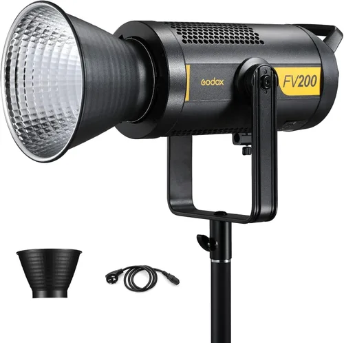 Godox FV200 200W 2.4G Flash LED Light, CRI96+, TCLI 96+, 18000LUX, 5600K ± 200K, sincronización de alta velocidad 1/8000s, 8 modos de efectos