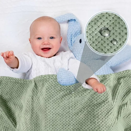 Miniatura 4 de Reginary 4 Pack Fuzzy Blanket 30 x 40'' Waffle Flannel Baby Throw Blankets Warm Nursery & Crib Blankets for Girl & Boy Newborn Infant