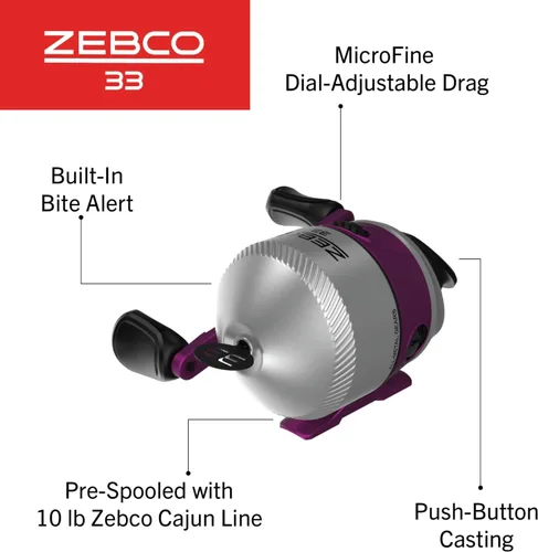 Miniatura 3 de Zebco 33 Spincast Reel and Fishing Rod Combo, 6-Foot 2-Piece Fiberglass Rod with EVA Handle, Quickset Anti-Reverse Fishing Reel with Bite Alert