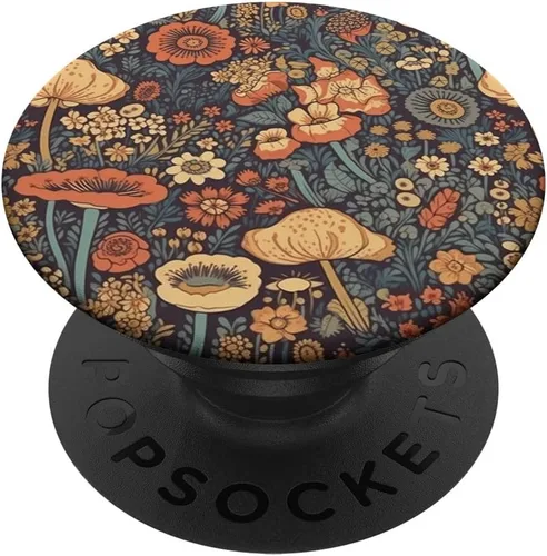 PopSockets retro vintage con diseño de flores, hippie, estético, cottagecore, hongos, intercambiables, PopGrip