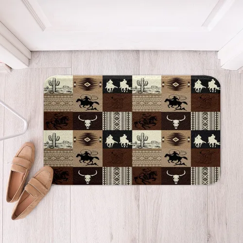 Miniatura 11 de Feelyou Aztec Bathroom Rugs Aztec Southwestern Printed Bath Mats for Bathroom Bohemian Bath Rugs for Shower Tub Cowboy Cowgirl Bathroom Accossories