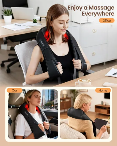 Miniatura 4 de DAILYLIFE Masajeador Shiatsu de cuello y espalda con calor, masajeador eléctrico de amasamiento profundo para dolor de cuello, hombros, cintura