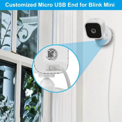 Miniatura 5 de Itramax Cable de carga Blink Mini de 15 pies con adaptador de pared (1 unidad) no para Blink Mini 2, cable de extensión de carga de cámara frontal