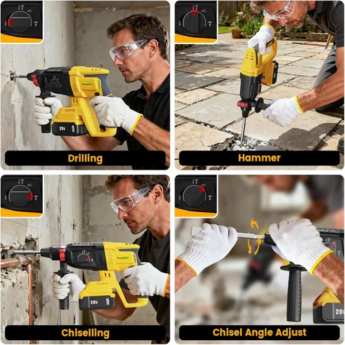 Miniatura 4 de SDS Plus - Taladro de martillo giratorio inalámbrico para batería Dewalt de 20 V máximo, taladro martillo de 20 V sin escobillas