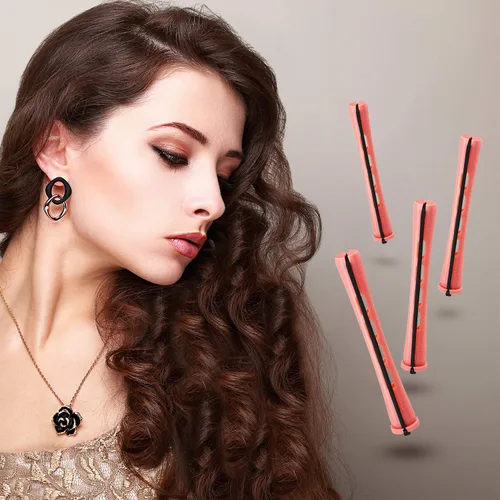 Miniatura 5 de WILLBOND 48 piezas de varillas de plástico rosa permanente larga variedad para el cabello Perm Rods Hair Curling Roller Accesorios para mujeres