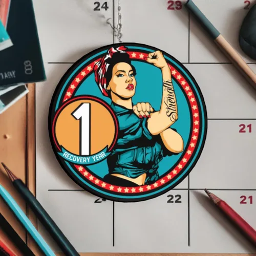 Miniatura 4 de Sobriety Coin – Rosie Strength Tattoo Recovery AA Chip, medallón de alta resistencia, regalo perfecto para cualquier persona en recuperación