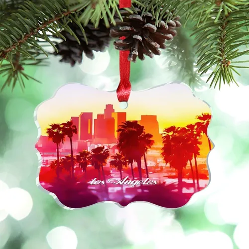 Miniatura 25 de Adornos de Navidad de California Estados Unidos, paisaje urbano de Los Ángeles, adornos de árbol de Navidad, adornos de Navidad personalizados