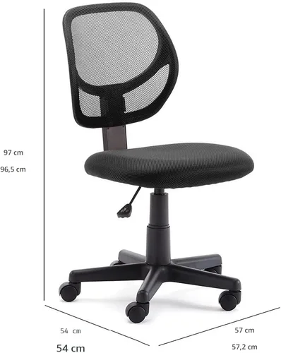 Miniatura 3 de Amazon Basics Silla de oficina con respaldo bajo, malla transpirable, altura ajustable, asiento acolchado, ruedas giratorias, soporte de espalda