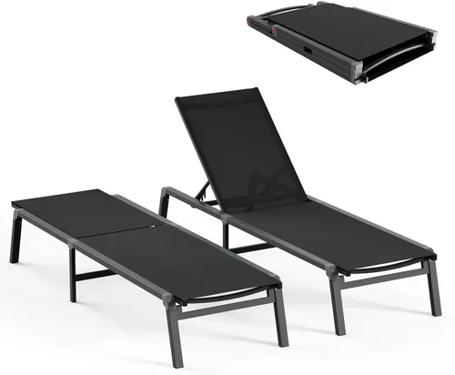 Miniatura 20 de Tumbona de Aluminio para Exteriores - Silla de Descanso Plegable y de Montaje Libre para Exteriores con 5 Respaldos Ajustables, Silla de Patio